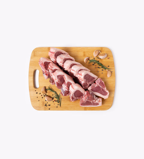 Côtelettes de longe d'agneau (12 unités par sac entre 1.2 - 1.4 kg) Congelé
