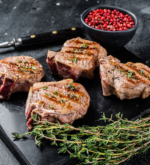 Côtelettes de longe d'agneau (12 unités par sac entre 1.2 - 1.4 kg) Congelé