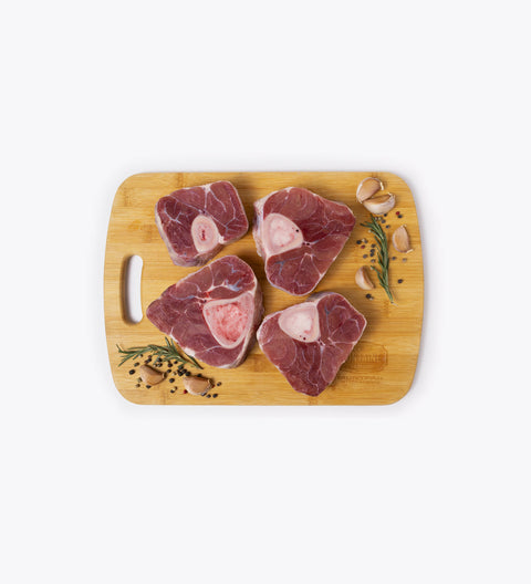 Jarret de veau de grain tranché 1.25 pouces - style osso buco (4 unités par sac entre 0.95 -1.2 kg) Congelé