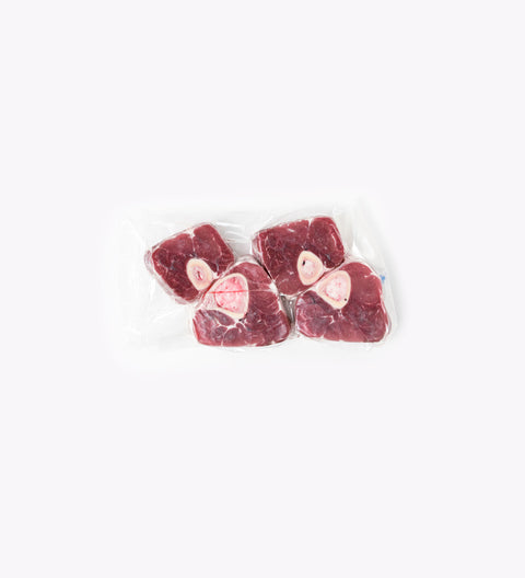 Jarret de veau de grain tranché 1.25 pouces - style osso buco (4 unités par sac entre 0.95 -1.2 kg) Congelé