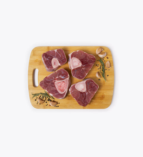 Veal shank osso buco style sliced 1.25 inches in thickness (4 pieces per bag 0.95 - 1.2 kg)